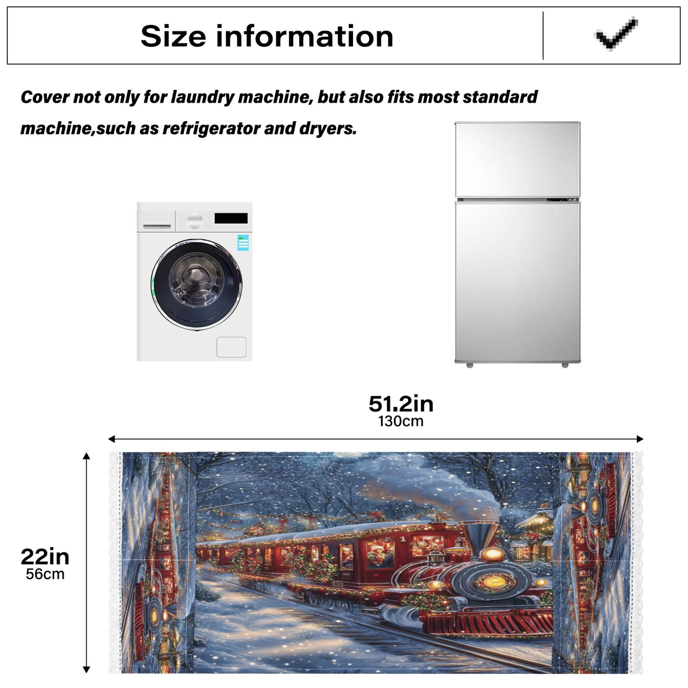 Christmas TrainWasher and Dryer Covers Dust-Proof and Oil Resistant Fridge Cover with 4 Storage Pockets Washing Machine Top Cover for Laundry Kitchen Home 51.2 x 22 In