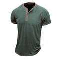 thumbnail image 2 of BLVB Mens Casual Summer Shirts Crewneck Button up Short Sleeve Loose Fitted Wicking Workout Tops Blouse Green, 2 of 7