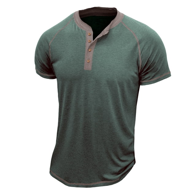 pstuiky camisetas de hombre, Camiseta de manga corta con cuello redondo y botones para hombre ropa de hombre m