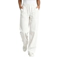 thumbnail image 2 of BUIGTTKLOP Corduroy Pants for Women High Waisted Lounge Pants Wide Leg Loose Fit Trousers with Pockets, 2 of 5