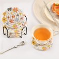 thumbnail image 3 of Yayeee 6 PCS Drink Coasters with Holder Set Woven Absorbent Round Tabletop Hot Pad, Colorful Retro Floral, 3 of 7