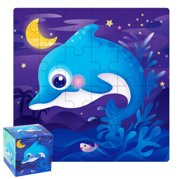 D Dolphin Wooden Puzzle For Toddlers 3-6 Kids Educational Learning Toy Sea Animal Cognition Board Game For Boys