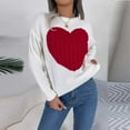 thumbnail image 2 of Ltctricy Sweaters for Women Soft Casual Long Sleeve Crew Neck Heart Printed Pullover Knit Tops Fall Winter Fashion Clothes(White,X-Large), 2 of 5