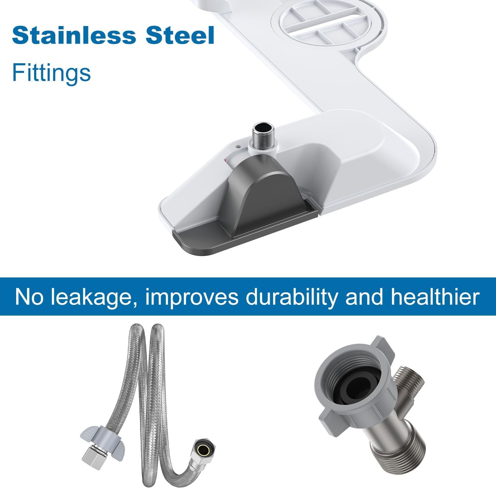 Bidet Attachment for Toilet – Dual Nozzle with Front & Rear Spray, Adjustable Water Pressure & Angle, Self-Clean, Retractable Nozzle, Brass T-Adapter, Easy Install – No Electricity Needed