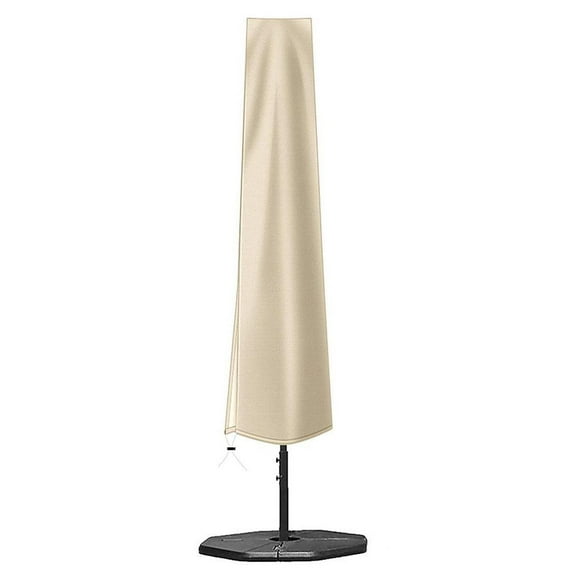Funda para sombrilla de jardín, resistente al viento, con cordón ajustable y cremallera, tela Oxford resistente para patio al aire libre. Beige sin poste