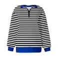 thumbnail image 4 of AherBiu Quarter Zip Pullover Women Oversized Fall Striped Sweatshirt Trendy Casual Loose Fitted 2024 Clothes, 4 of 4