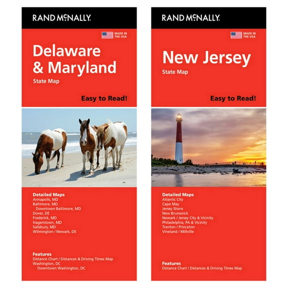 Rand McNally State Maps: Delaware/Maryland and New Jersey (2 Maps)