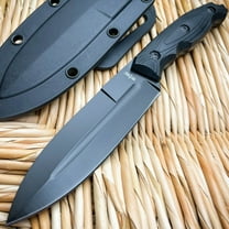 9" Black Camping Outdoor Hunting Fish Fixed Blade Knife w/ Sheath