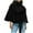 Black, variant on Women's Black Wool Cape Coat, Stand Collar Button Belted Casual Jacket - Fashion Outerwear Black 2XL