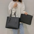 thumbnail image 2 of 2 unids/set bolso de mano de PU sólido para mujer bolso de mano de hombro de gran capacidad (negro) Likrtyny Para estrenar, 2 of 9