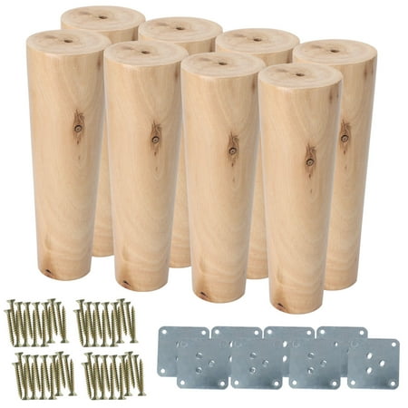7 Wood Furniture Leg Chair Table Sofa Feet Round Replacement Set Of 8