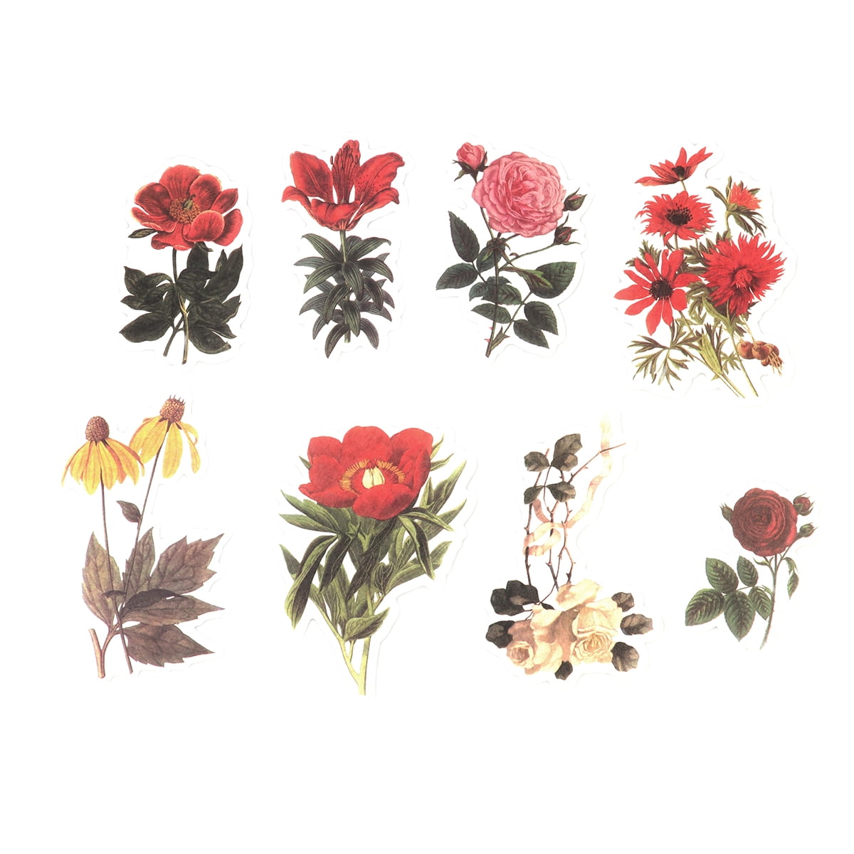 48 Vintage Flower Stickers
