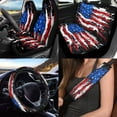 thumbnail image 2 of Uorisanigo American Flag Print Car Seat Covers Full Set 10 Pcs with Soft Elastic Fabrics Car Seat Belt Cover Steering Wheel Cover Auto Water Cup Coaster Chapstick Holder Universal Fit for Cars,Suvs, 2 of 7