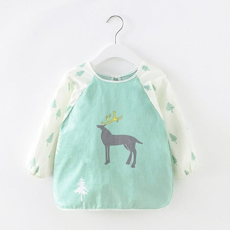 

QWZNDZGR Cute Cartoon Baby Bibs Waterproof Colorful Infant Bib Full Sleeve Gown Children Long Sleeve Apron Coverall Feeding Drawing Bibs