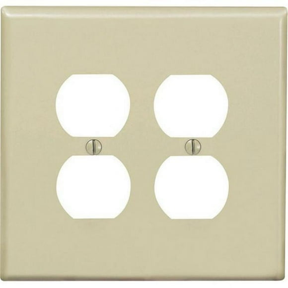 Leviton 0PJ82-00I 2 Gang Ivory Duplex Receptacle Plate
