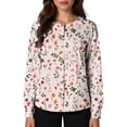 thumbnail image 5 of Scrubs for Women Long Sleeve Snap Front Plus Size Medical Uniforms Fashion Floral Print Scrub Tops Soft Comfy Nurse Working Uniform Pink 2XL, 5 of 6