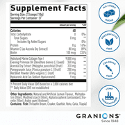 Granions Marine Collagen Peptides Powder Pomegranate, Hyaluronic Acid + Biotin + Vit C, 275g
