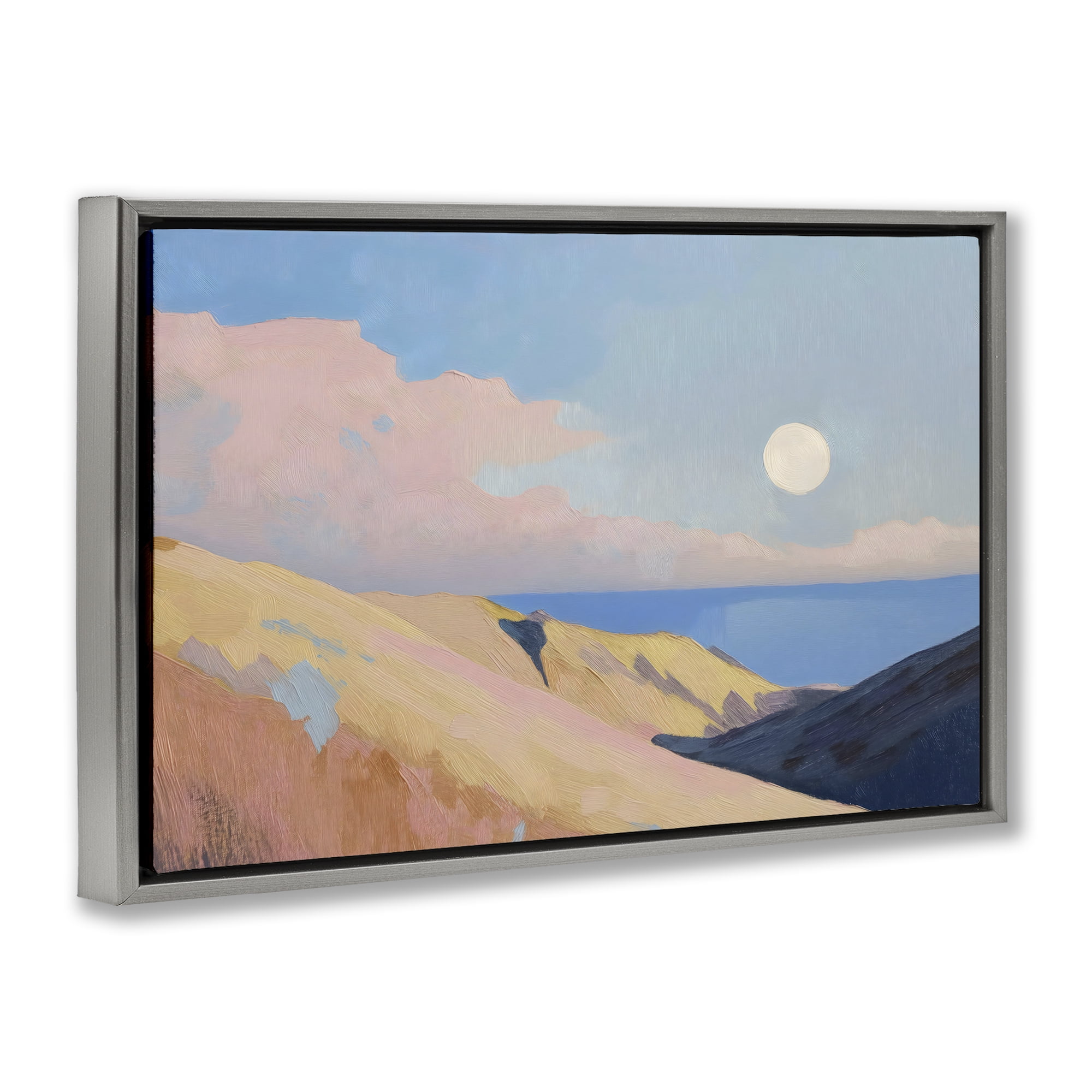 Stupell Industries Pink Hills At The Ocean Gray Framed Floater Canvas Wall Art, design by Gina Kelly