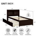 thumbnail image 7 of Twin Bed with Trundle, Twin Size Platform Bed with Bookcase Headboard and Pull Out Trundle Bed for Teens Adults, Wooden Twin Bed Frame with Storage Shelves, Bed Frame for Living Room, Espresso, 7 of 7