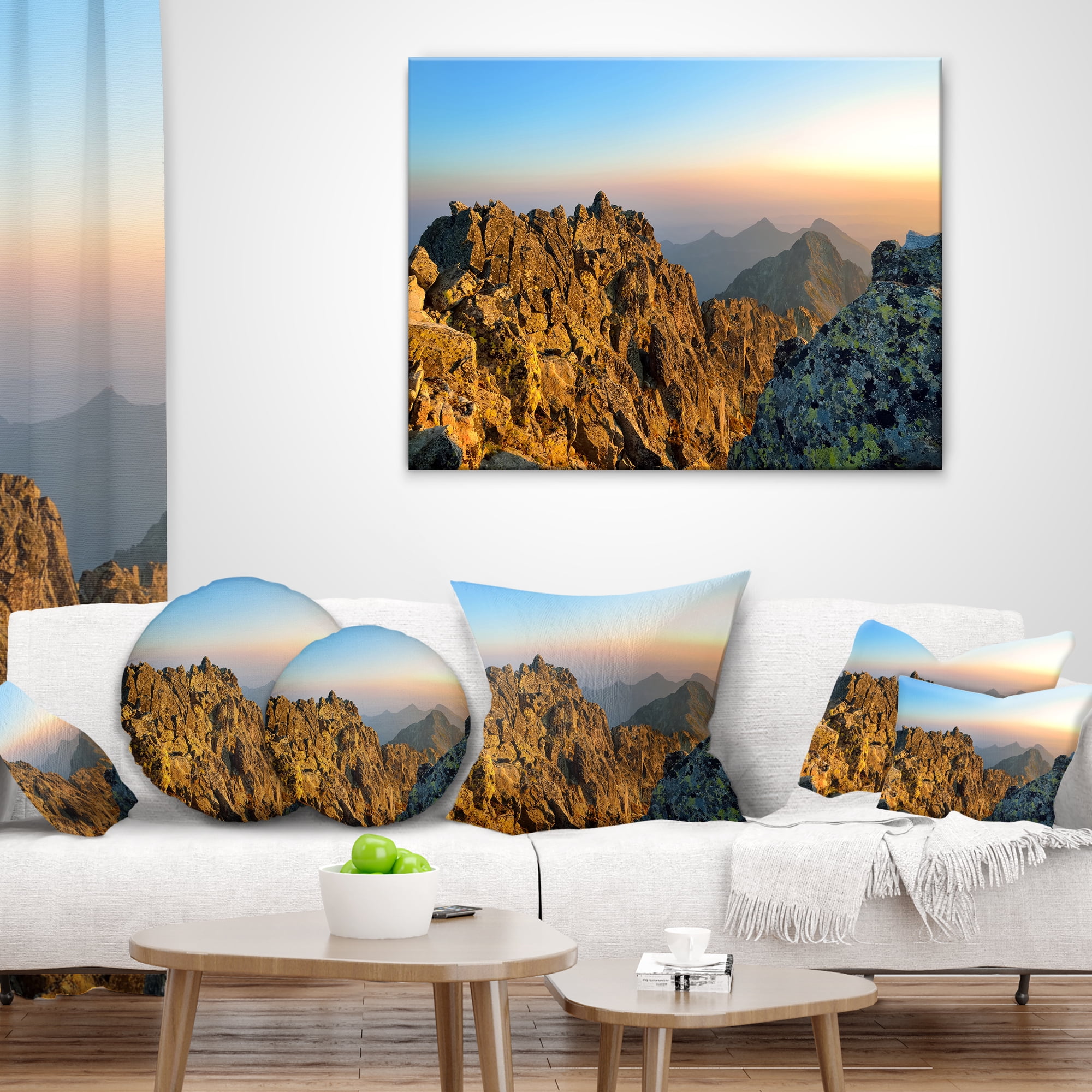 Designart View from Baranie Rohy Peak - Landscape Photo Throw Pillow - 12x20