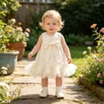 thumbnail image 2 of CAIVO Baby Girls Summer Dresses Round Neck Sleeveless Bow Detail A-Line Pure Color Knee Length Lightweight Toddler Birthday Party Dress, 2 of 8