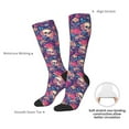 thumbnail image 4 of Xecao Skull colorful flower daisy print thigh-high socks, crafted for both men and women with a stretchy, high-opaque design perfect for daily wear, 4 of 6
