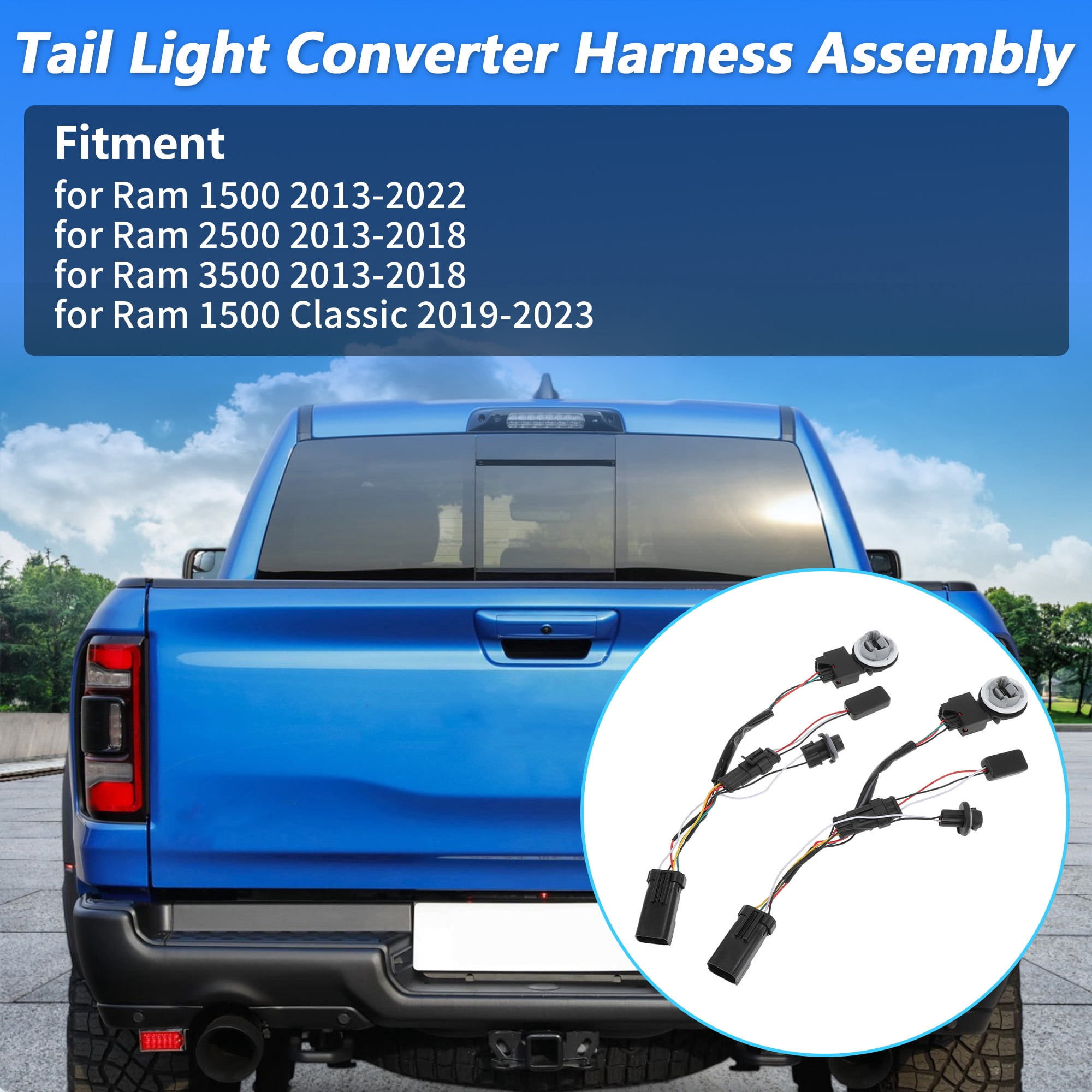 Unique Bargains Pair Tail Light Converter Harness Assembly for Ram 1500 2013-2022