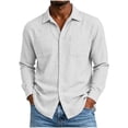 thumbnail image 3 of Busydd Mens Button Down Shirt with Front Pocket Solid Color Long Sleeve Shirts for Men Dressy Casual Turndown Collar Shirts XL, 3 of 9