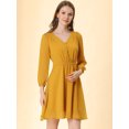 thumbnail image 2 of INSPIRE CHIC Women's Solid Cute V Neck Half Sleeve Flowy A-Line Chiffon Dress, 2 of 6