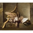 thumbnail image 2 of Guillaume Taraval 14x12 Gold Ornate Wood Frame and Double Matted Museum Art Print Titled - Still Life with a Dead Bird and Hunting Gear (1744), 2 of 4