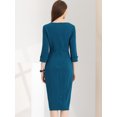 thumbnail image 4 of Vestido de tubo dividido Allegra K elegante con cuello barco y mangas 3/4 lago azul L, 4 of 6