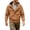 Brown, variant on Men's Sherpa Lined Hooded Bomber Jacket, Snap Flap Multi Pocket Coat, Drawstring Hood Ribbed Cuffs Winter Outerwear