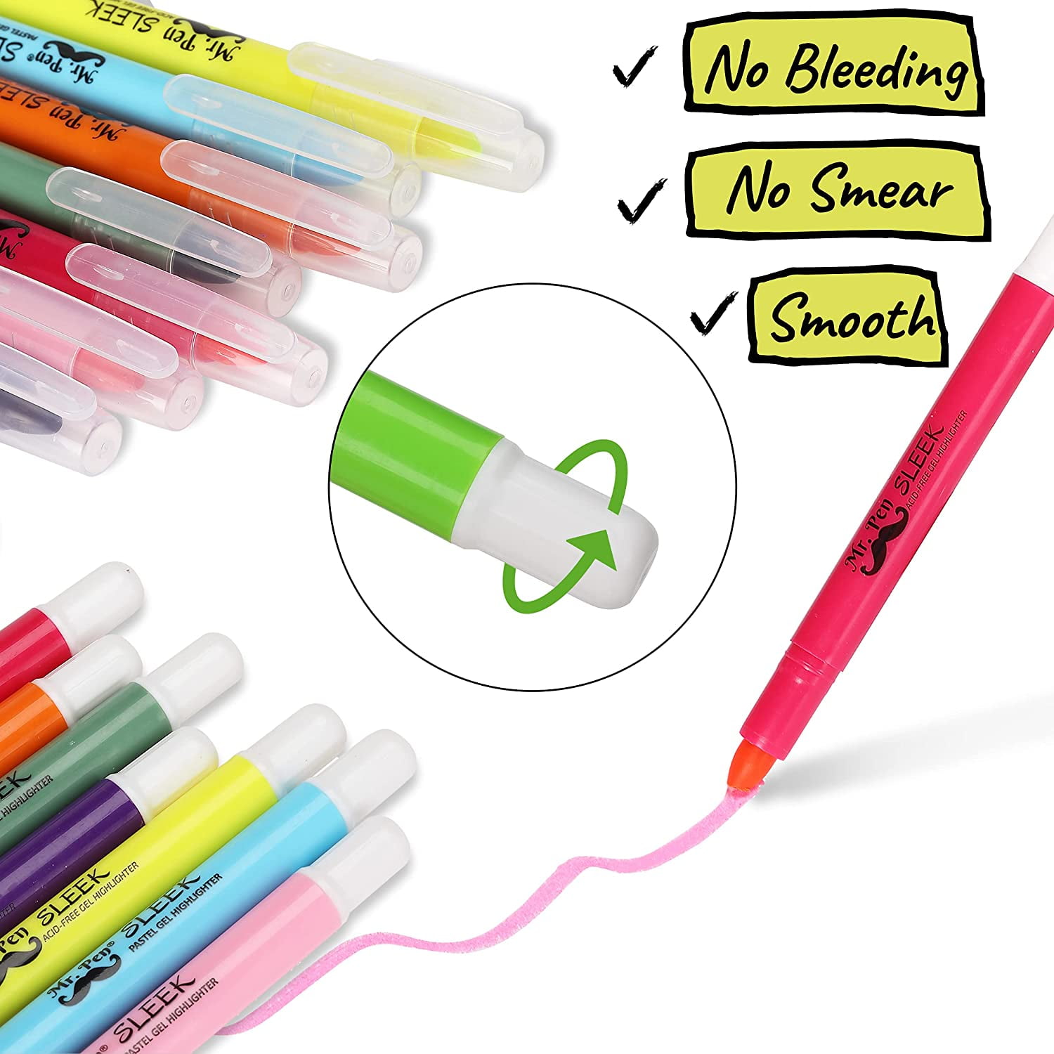 Neon Bright Gel Highlighter Pens No Bleed Through No Smear - Temu