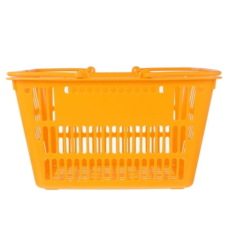 TEHAUX Orange Plastic Shopping Storage Basket with Double Handles Portable Sundries Organizer for Home