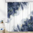 thumbnail image 2 of Navy Blue and Gold Marble Shower Curtain, Modern Abstract Dark Blue Purple White Fabric Shower Curtains Set for Bathroom Decorative Cute Ombre Restroom Decor Accessories with Hooks 72X75 Inch, 2 of 7