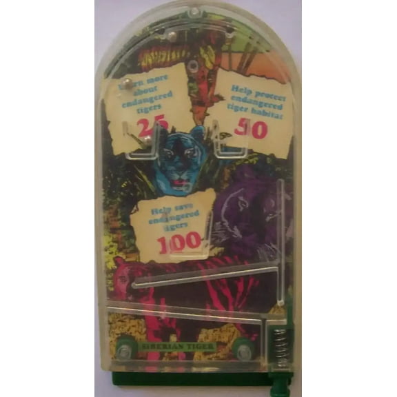 1993 Wendys Endangered Siberian Tigers mini Pinball Toy Game
