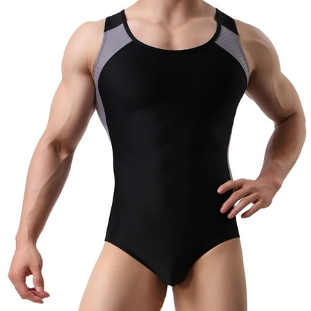 

MIZOK Men s Wrestling Singlet Leotard Undershirts Bodysuit Underwear Black L