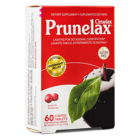 Prunelax Regular Strength Laxative Mini Tablets - Overnight Relief for Occasional Constipation, Senna Extract, Vegan & Gluten-Free, Gentle Relief - 60ct