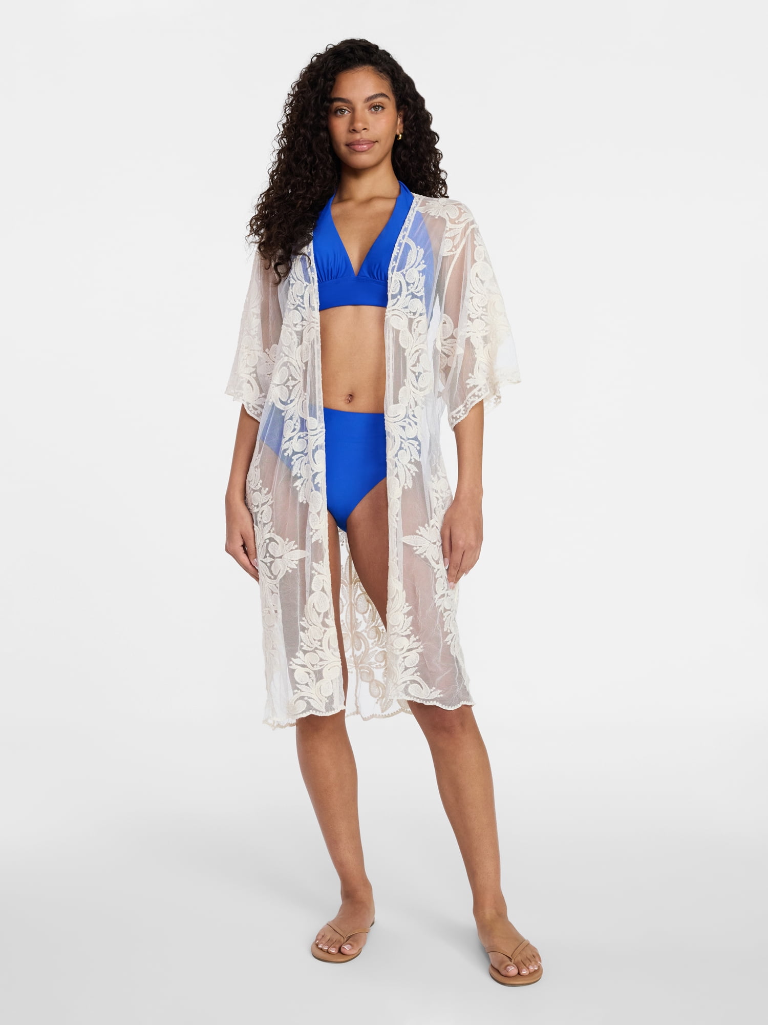 Time and Tru Women's Lace Coverup, Sizes S/M, Ivory