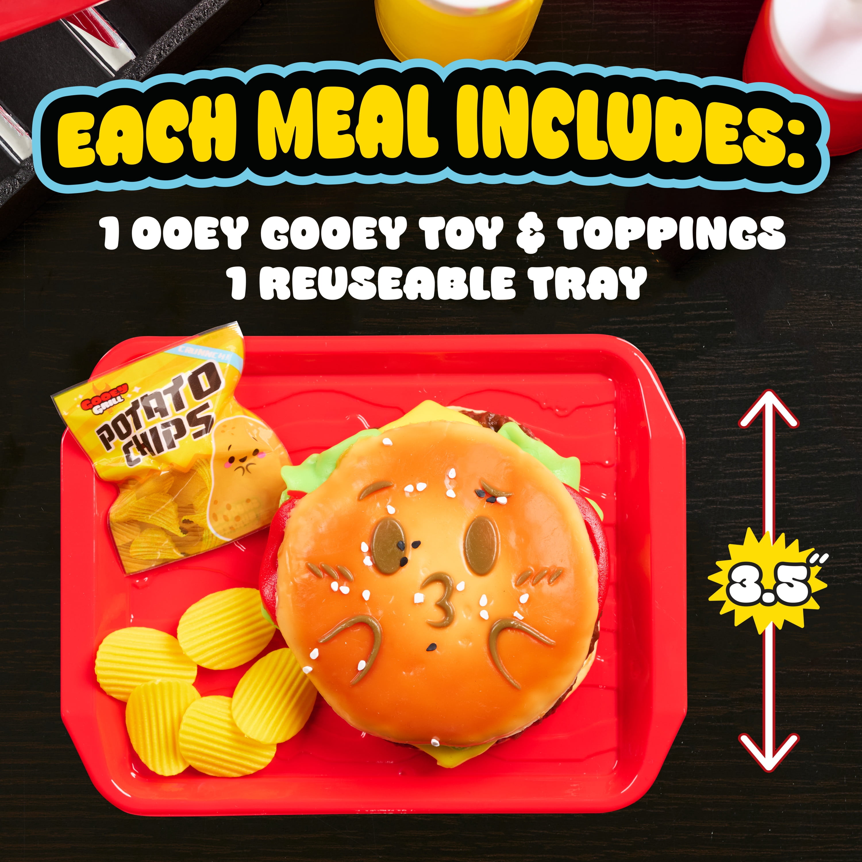 Ooey Gooey Gooey Grill Smooosh Burger Set with Toppings, Fidget and Sensory Toy for Ages 3 Up