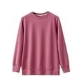thumbnail image 2 of Pijama de manga larga para mujer, moda de color liso, manga larga, cuello redondo, ropa de dormir para el hogar, pijamas de poliéster para mujer, 2 of 3