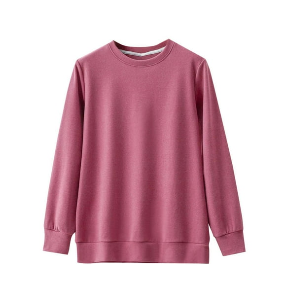 cfhntfmh Women Long Sleeve Thermal Shirt Fleece Lined Undershirt Loose Soft Base Layer Tops for Women Cold Weather Sleepwear(Wine,X-Large)