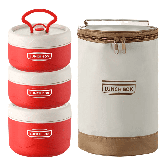 Lonchera Hermética - Acero Inoxidable 304 Con Bolso De Aislante Térmico Xtellar rojo