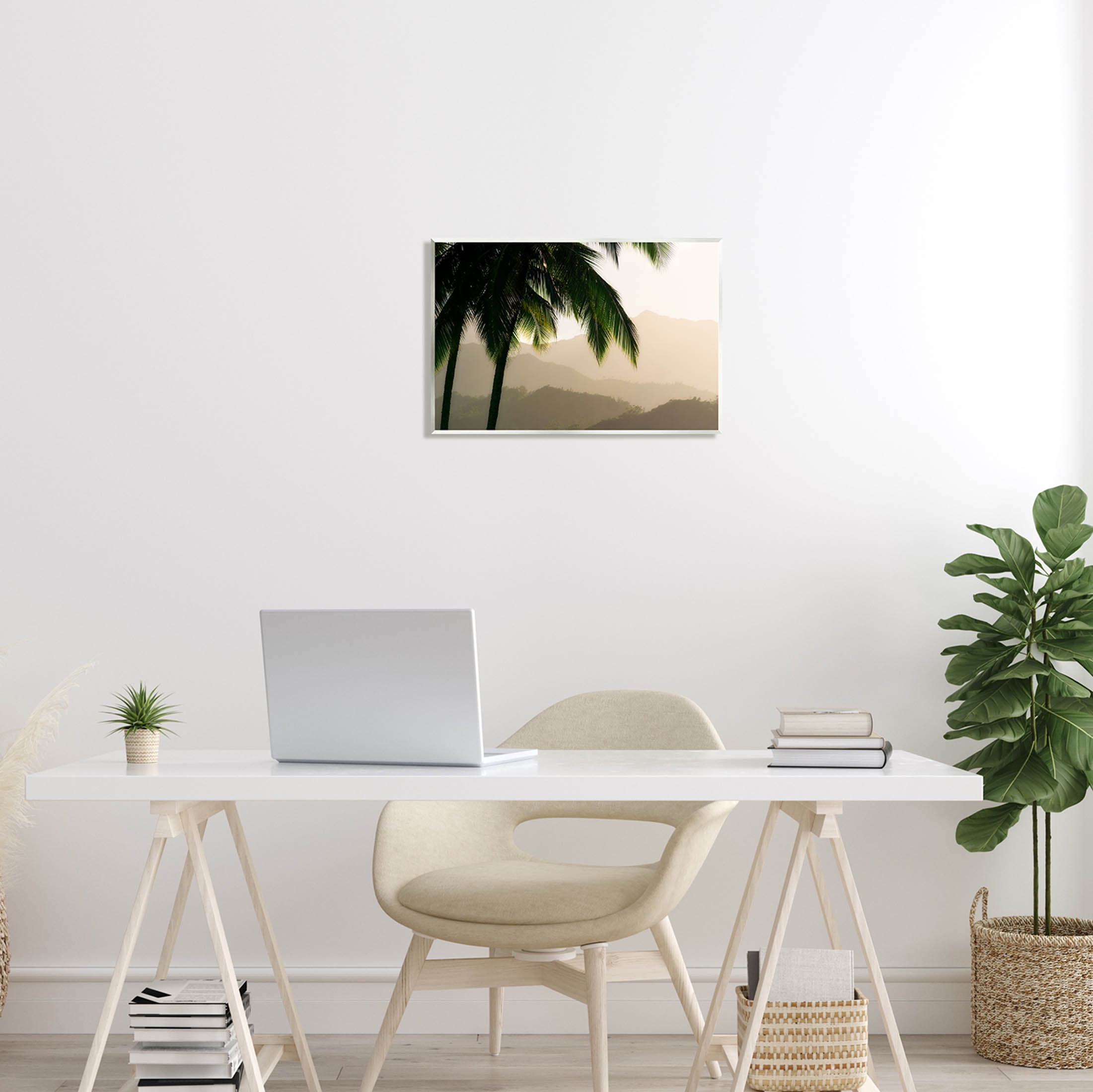 Stupell Industries Palm Trees At Sunrise Mountain Range Photograph Unframed Art Print Wall Art, Design by Dennis Frates