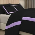 thumbnail image 5 of DNG Creations 3 Piece Full Black And Lilac Border Line Pattern Duvet Cover - 100% Egyptian Cotton, 800 Thread Count ( Full/Queen ), 5 of 5