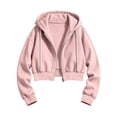 thumbnail image 3 of ZOYOEN Girls Cropped Zip Up Hoodie- Long Sleeve Fashion Fall Casual Kids Track Jacket Pink Size 6-14 Years, 3 of 6