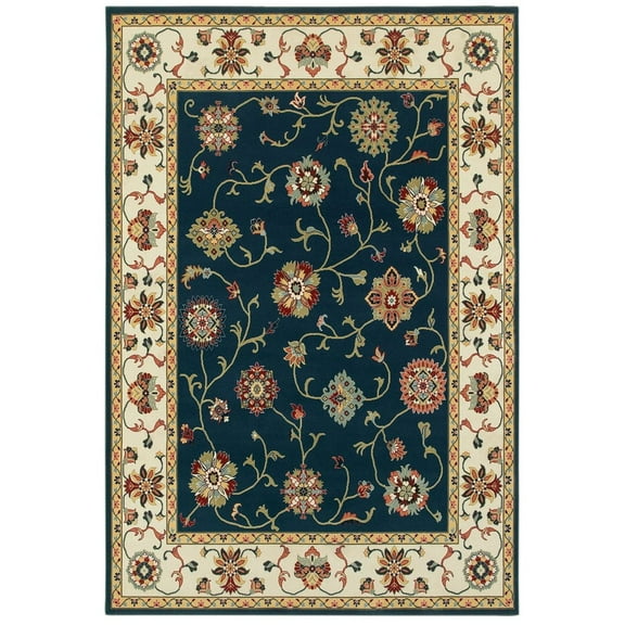 Oriental Weavers Kashan Indoor Rug Rectangle Area Rug Navy 6' 7" X 9' 6"