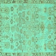 thumbnail image 1 of Ahgly Company Machine Washable Indoor Square Abstract Turquoise Blue Modern Area Rugs, 8' Square, 1 of 4