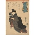thumbnail image 3 of Utagawa Kuniyoshi 18x24 Black Modern Framed Museum Art Print Titled - Woman in Plaid Kimono, Arms Akimbo (19th Century), 3 of 5