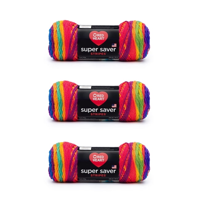 Yarn Red Heart Super Saver Favorite Stripe, paquete de 3